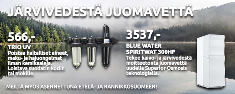 Järvivedestä juomavettä Watman Bluewater Spiritwat käänteisosmoosi suodattimella