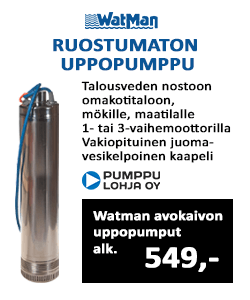 Pumppulohjan Watman Saukko avokaivopumput mökille, omakotitaloon tai maatiloille. Hinta alk. 549 €