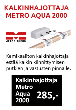 Tehokas Metro Aqua 2000 kalkinpoistaja estää kalkkikertymien kiinnittymisen putkien ja vastusten pinnalle