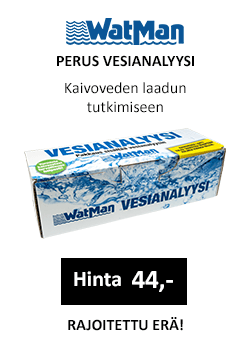 Watman perus vesianalyysi kaivoveden tutkimiseen. Hinta 44€.