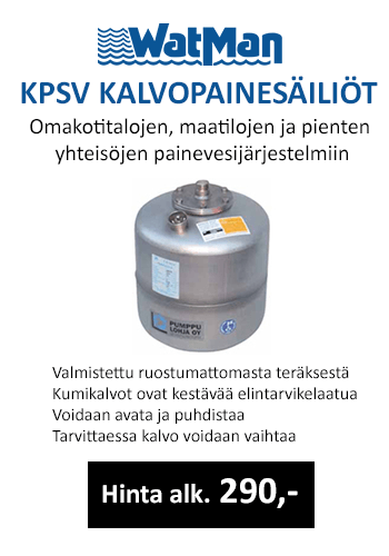 Watman KPSV kalvopainesäiliö korvaa aikaisemmin markkinoilla olleet Lohja KPSV kalvopainesäiliöt