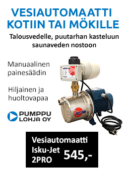 vesipumppu / vesiautomaatti Isku-Jet 2 PRO kotiin tai mökille puutarhan kasteluun ja saunaveden nostoon