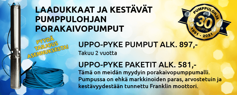 Laadukkaat ja kestävät Pumppulohjan Porakaivopumput. Porakaivopumput takuu 2 vuotta. Myydyin porakaivopumppumalli