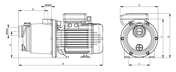 Nocchi Multi EVO-SP 5-50 M vesiautomaatin mitat