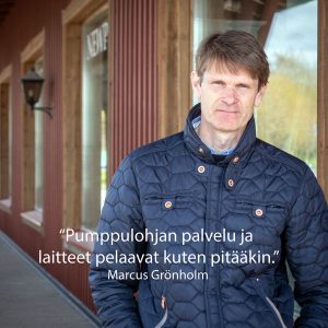 Marcus Grönholmille ja hänen pojalleen on asennettu Pumppulohja vedensuodattimet ja heillä molemmilla on hyviä kokemuksia Pumppulohja vedensuodattimista.
