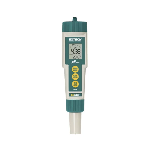 Extech PH100 ExStik® tarkka, vedenkestävä, monipuolinen muistilla varustettu pH-mittari vedelle, nesteille ja kiinteille aineille. Tuotenro: 6707669